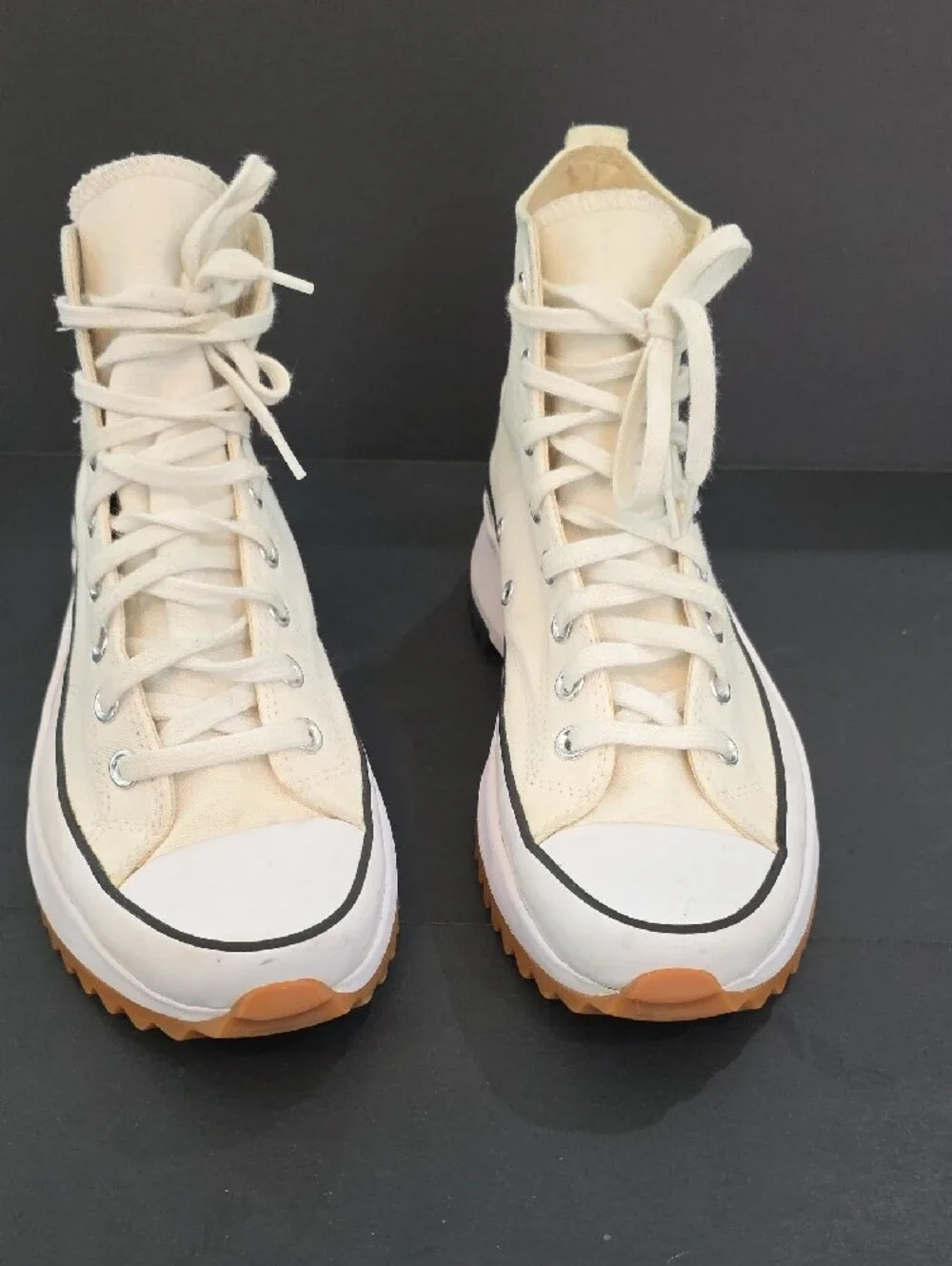 Converse Run Star Hike Canvas High Top Platform Sneakers - Cream & Gum Size 10